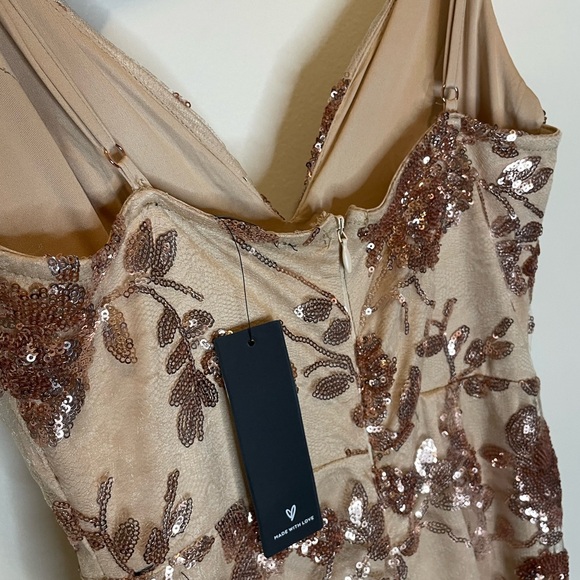 Lulu’s Rose Gold Sequin Mermaid Maxi Dress NWOT - Picture 10 of 10